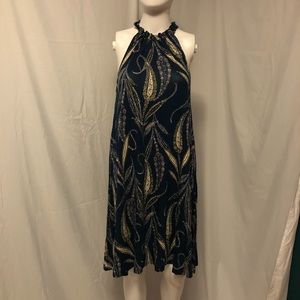 Ann Taylor Loft M navy & multi color floral light weight dress